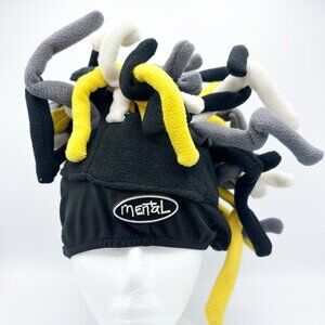 Mental Headgear Dreadlock Beanie Hat Snowboarding Fleece Black Yellow Gray Y2K